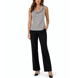 Deletta Anthropologie Women's Gray Ivory Textured  Cowlneck Sleeveless Top Sz M